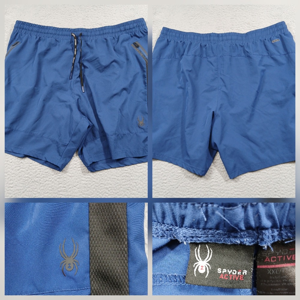 Spyder Active Training Shorts Mens XXL Blue ProWeb Athletic Gym‎ Running Mesh